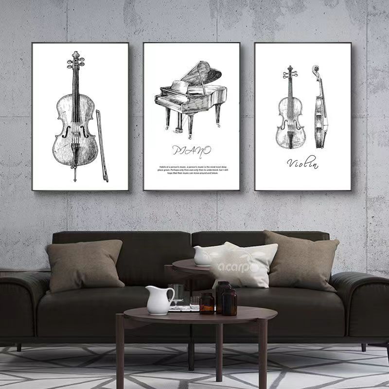 Musical Instrument Manufacturers - Canvas Schilderij Moderne Minimalistische Piano Viool