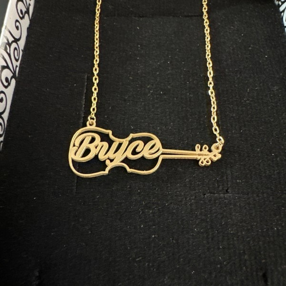 Musical Instrument Name - Aangepaste gepersonaliseerde viool ketting verguld roestvrij