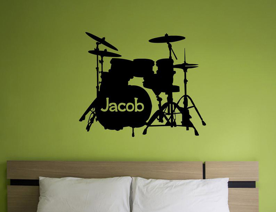 Drum Set Muurtattoo Custom Naa - Musical Instrument Name recensie en prijs